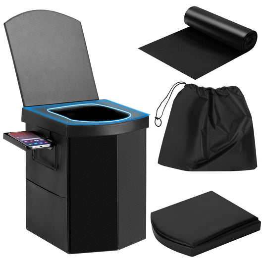 HYQWEPZ Portable Toilet for Adults,XL， 16.5 inch Camping Toilet with Flap and Handbag Super Stool Portable Travel Floating Toilet, Mobile Toilet for Hiking, Traveling, Camping, car and Driver