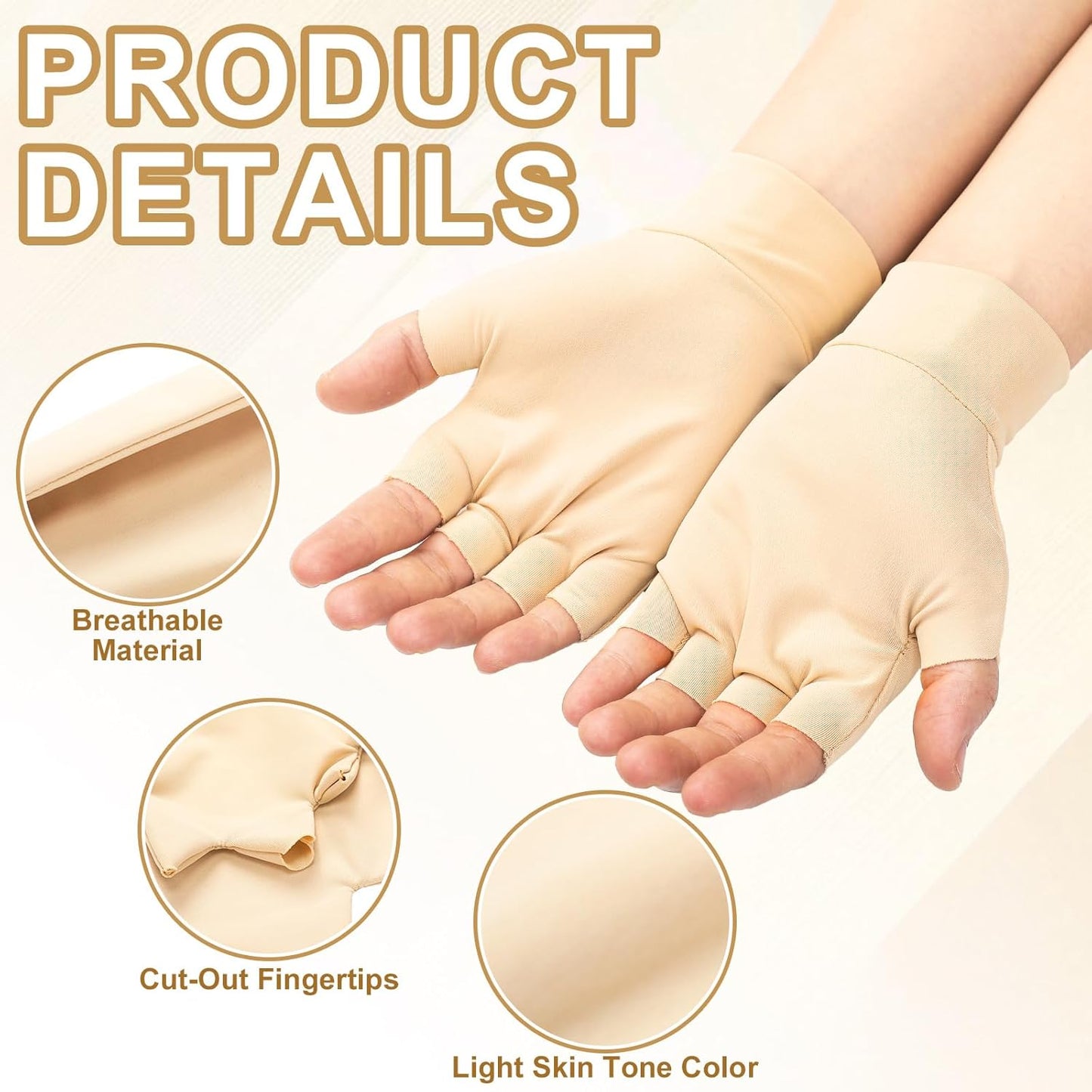 3 Pairs Elderly Skin Thin Protector Gloves Tone Fingerless Gloves Bruise Abrasion Protective to Cover Bruising