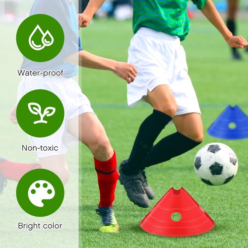 ShinyRelief 20 Pieces Jumbo Disc Cones Jumbo Soccer Cones with Mesh Bag Giant Large Agility for Soccer Training Adult Sports (Multicolor)