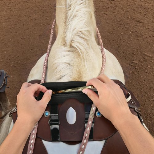 Cosmos Horse Saddle Bag Pommel Pocket Saddle Horn Bag Cell Phone Holder Small Saddle Pouch for Holding Smartphone Keys Cards, Horse Tack Accessories