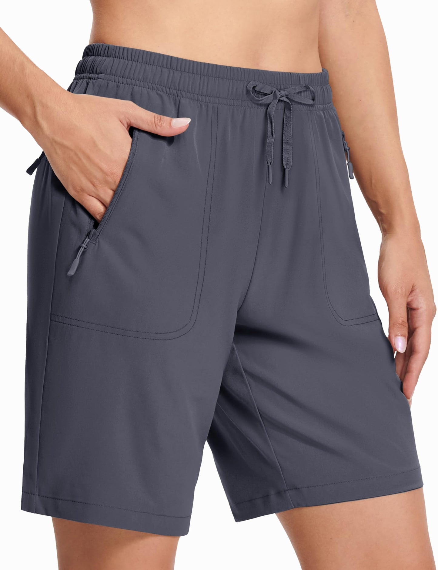 MAGCOMSEN Hiking Shorts Woman Water Resistant with Pockets Quick Dry Lightweight Outdoor Golf Dark Grey M
