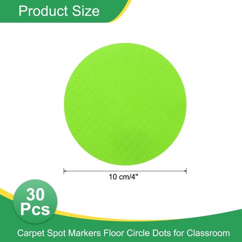 uxcell 30 Pcs Carpet Spot Markers, 4 Inch Non-Slip Rubber Agility Markers for Classroom Carpet, Circles Spots Dots for Football, Basketball Training Markers, Green