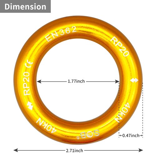 SOB Aluminum Alloy Rappel Ring Equipment Climbing Belay Rappel O-Ring Connection Ring for Rock Climbing, Arborist, Rescue, Hammock Slackline Tension, Set of 2