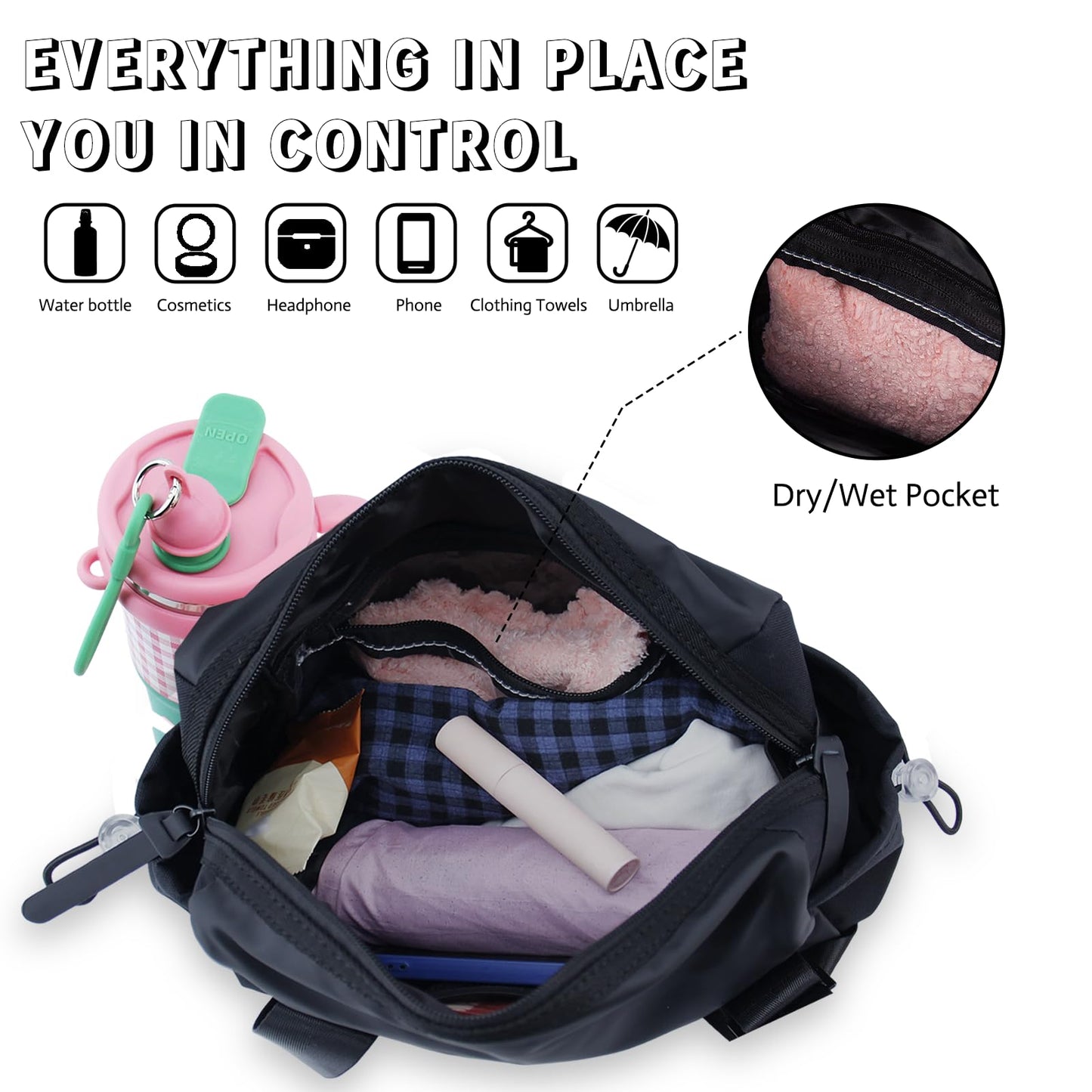 MELSYLODY Mini Gym Bag for Women Mini Duffle Bag with Wet Compartment Waterproof, small gym bag for women, Cute Gym Tote Bag (Black)