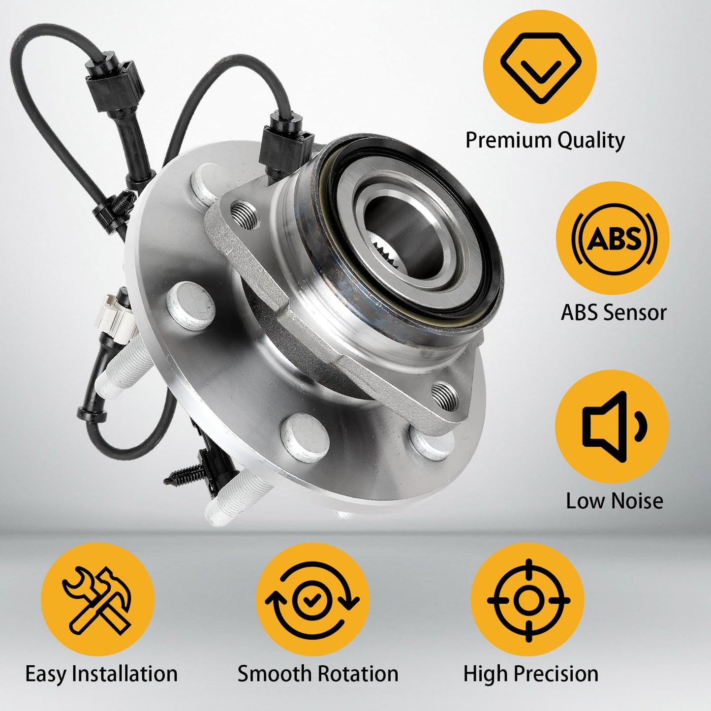 WEIZE 4WD Front Wheel Bearing Hubs, 515036, for Chevy GMC Silverado Sierra Avalanche Yukon XL Suburban 1500 Tahoe Cadillac Escalade ESV EXT, Replacement Wheel Bearing and Hubs Assembly Set, Pair Hubs