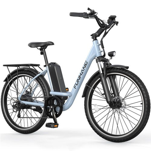 Funhang Electric Bike for Adults, 26" 1000W Peak City Cruiser Ebike, 21.7MPH 50 Miles Commuter Electric Bicycle with 48V 374.4WH Removable Li-ion Battery, Adjustable Stem, Rear Rack, Fenders, 7-Speed