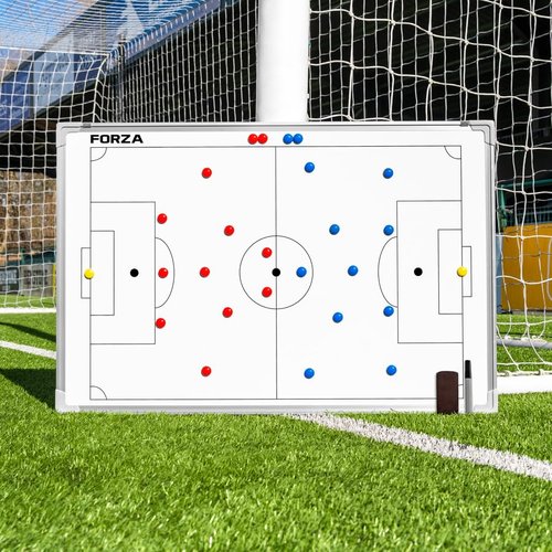FORZA 35in x 24in Double-Sided Sports Coaching Whiteboard | 13 Sport Options - Dry Erase Board Equipped with Magnetic Markers, Pen & Eraser (Soccer, with Carry Bag)