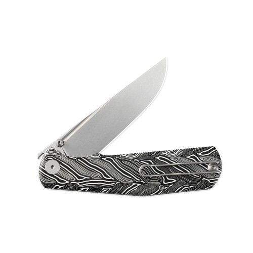 Petrified fish PFP14 Lis Folding Knife,3.90" 10Cr15CoMov Steel Black Stonewashed Blade G10 Handle Pocket Knife for Camping EDC Outdoor (Orange Black Stonewashed)