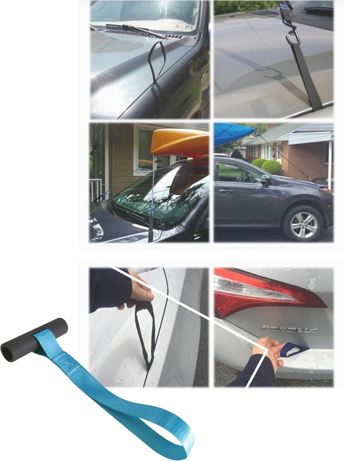 2 Pairs Heavy Duty Kayak Rack-Includes 4 Pcs Ratchet Tie-Mount on Car Roof Top Crossbar-Easy to Carry Kayak Canoe Boat Surf Ski (J-Bar Rack)