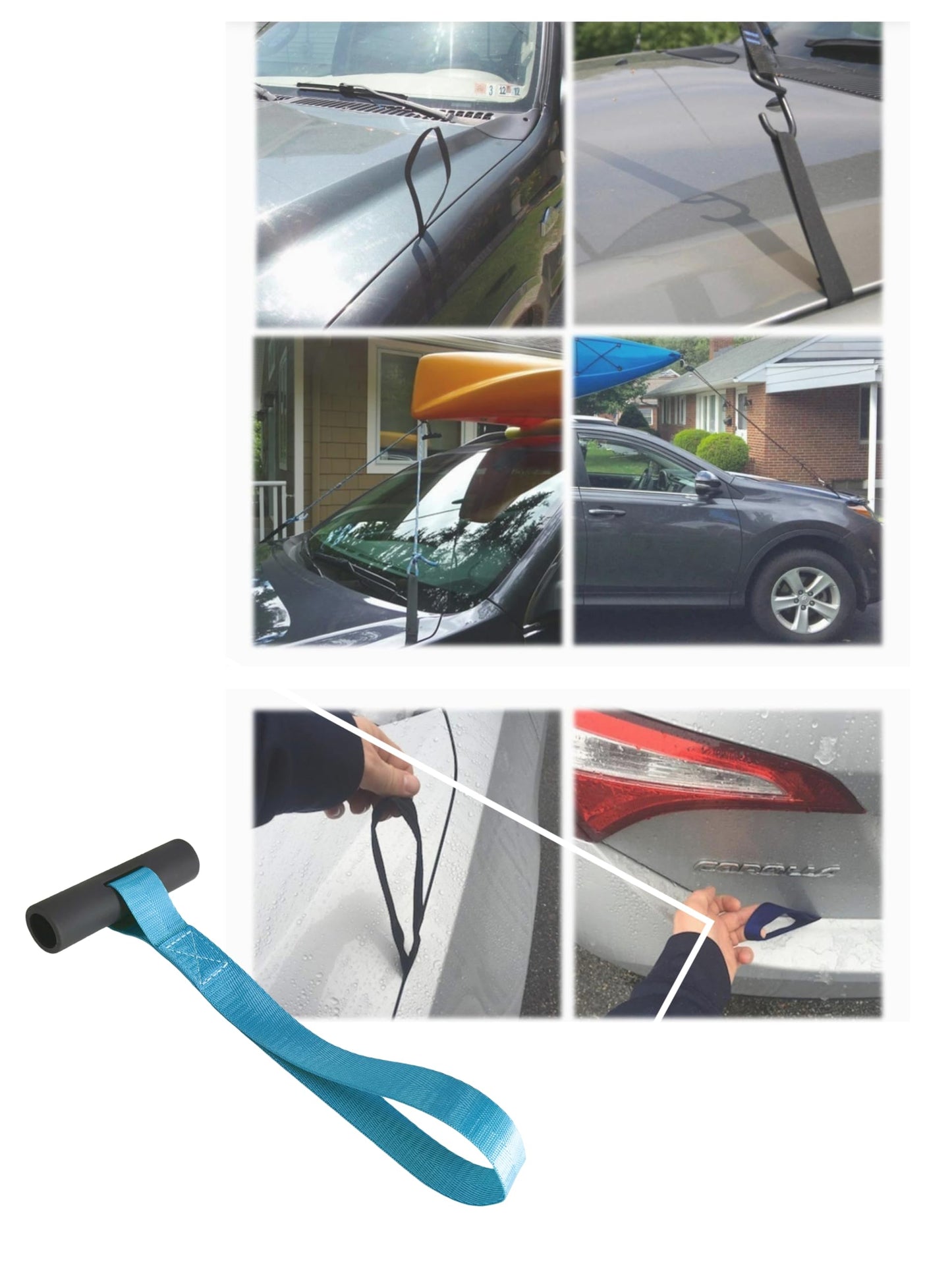 2 Pairs Heavy Duty Kayak Rack-Includes 4 Pcs Ratchet Tie-Mount on Car Roof Top Crossbar-Easy to Carry Kayak Canoe Boat Surf Ski (J-Bar Rack)