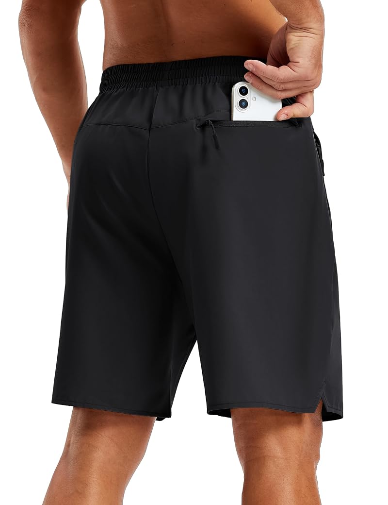 TACVASEN Men’s 7" Athletic Shorts with 3 Zipper Pockets – Black, Medium