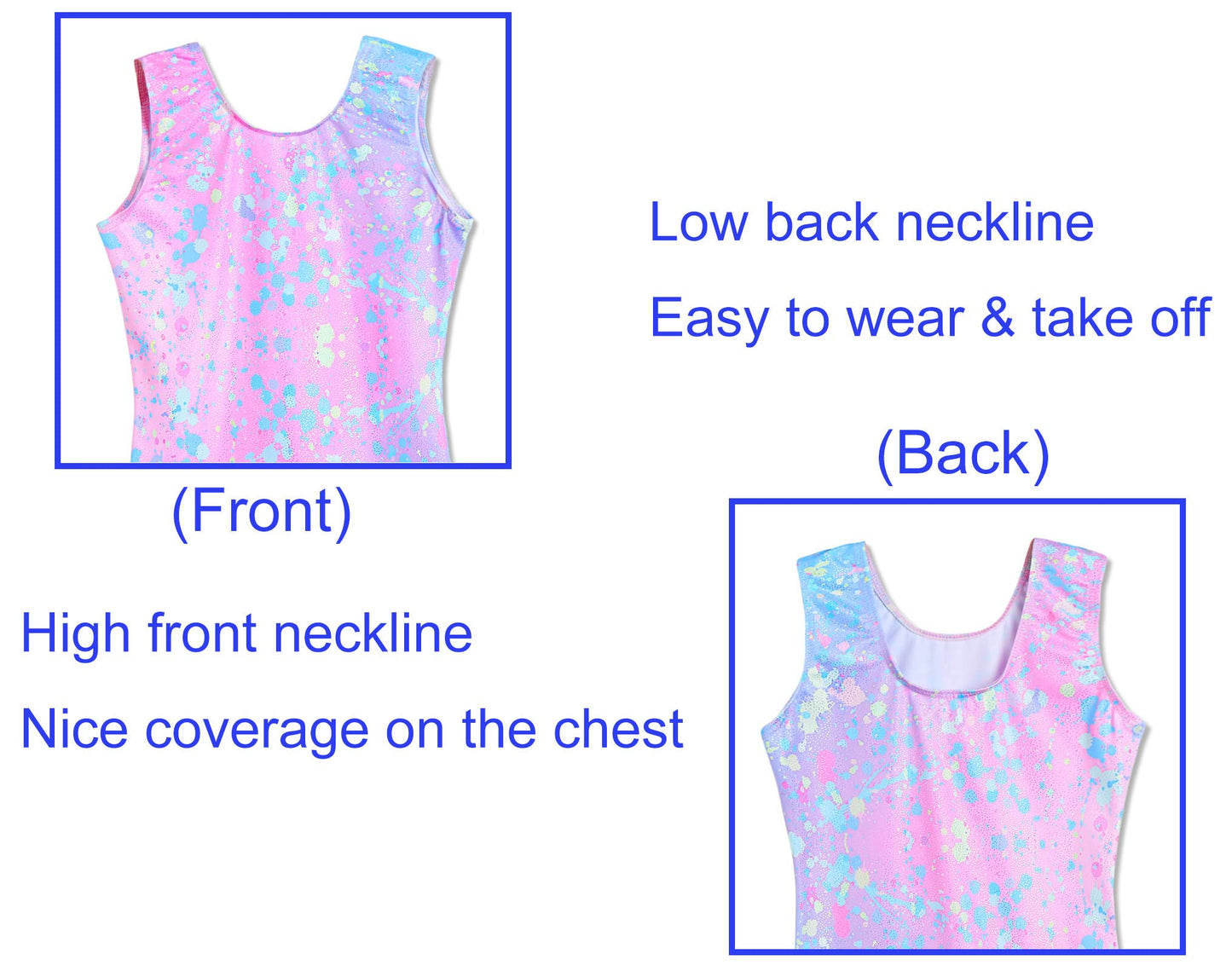 Domusgo Girls Gymnastics Leotards Size 9-10 Years Old Shiny Colorful Graffiti Dot Sleeveless Biketard with Shorts