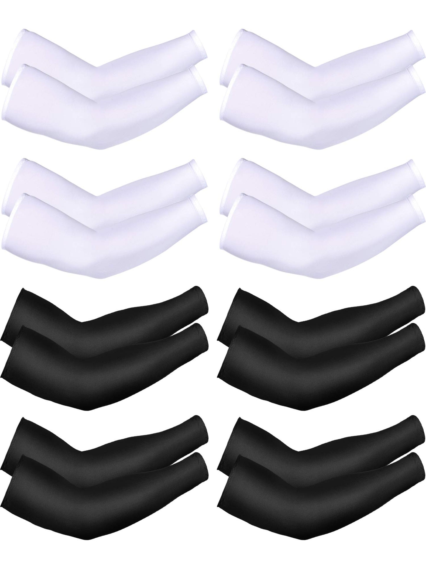 Mudder 8 Pairs UV Sun Protection Cooling Arm Sleeves for Men Women Youth Silk Compression Arm Cover Breathable Outdoors Sport