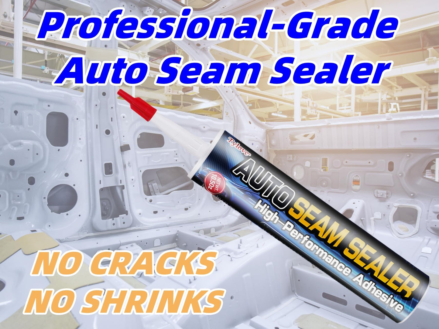 [Black] Seam Sealer Automotive-Professional Grade High Strength Waterproof Automotive Adhesive for Auto Body Repair, Rust & Leak Prevention-Quick Paintable Sealant for Metal, Plastic -10.5Oz Tube