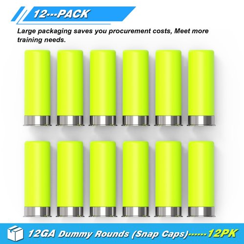 Artemis 12GA Snap Caps Dummy Rounds - Closed Weight & Precise Size for Safe Firearm Training, Fault Diction Test and Dry Fire Practice (12 Pcs)
