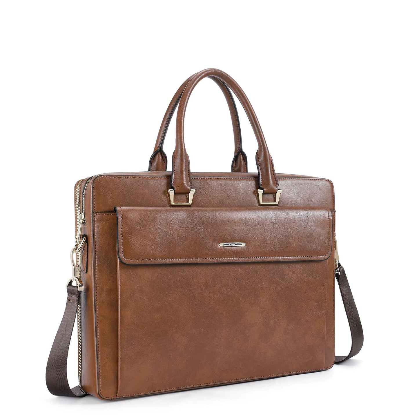 CLUCI Women Leather Briefcases Slim Large Business 15.6 Inch Laptop Vintage Shoulder Bag for Men