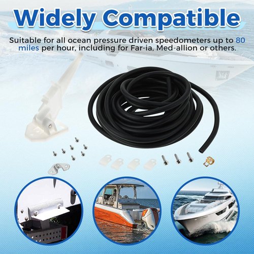 Yetaha Marine Boat Universal Speedometer Pitot Kit Automatic Kick-up Pilot Tube Assembly Up to 80 MPH Pitot Sea Portable Mini Tool Accessories, with 20 Ft Premium PVC Tubing, White