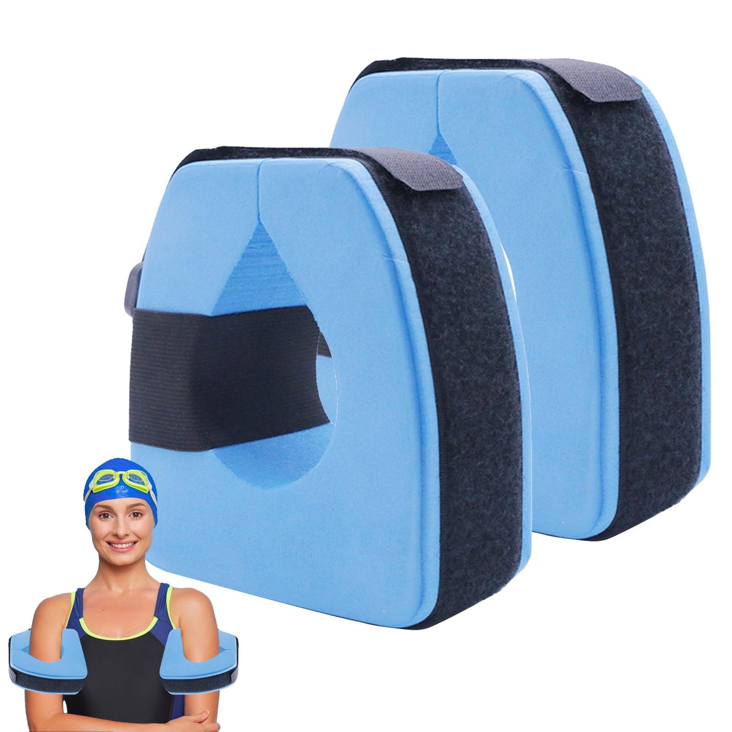 2 Pieces Float Discs Armbands, Foam Swimming Water Cuffs, Water Aerobics Float Ring - Portable Sleeves Bands for Waters Exercise Fitness Training Aquatic Sports Workout