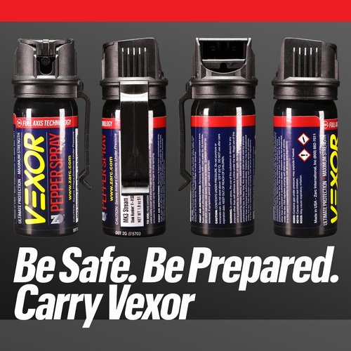 Vexor Police-Strength Pepper Spray 2-Pack with Belt Clip, 20ft Range, Flip Safety - for Self Defense