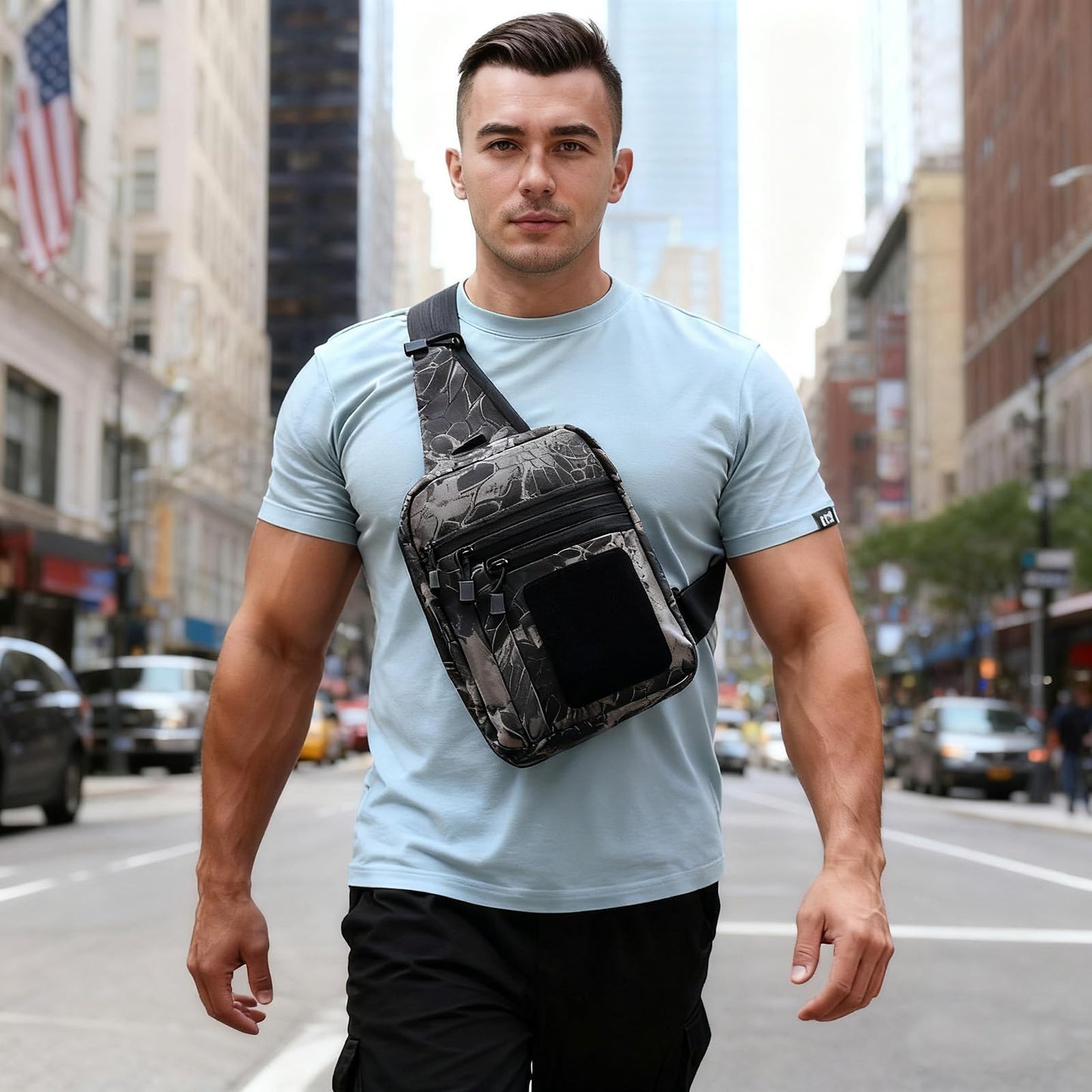 YUNCAIMAOYI Concealed Carry Bag for Men - Ccw Sling Bag - Tactical Crossbody Bag (Black)