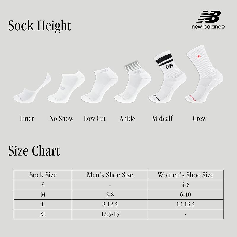 New Balance Unisex 12-Pack Cushioned Low Cut Socks – Gray Assorted (6 Pairs + Large)