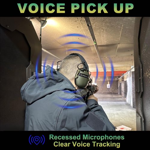TACTIC STAR Custom Ear Protection,Shooting Ear Protection with Sound Amplification, NRR 30dB Noise Reduction Earmuffs,Rechargeable, Green