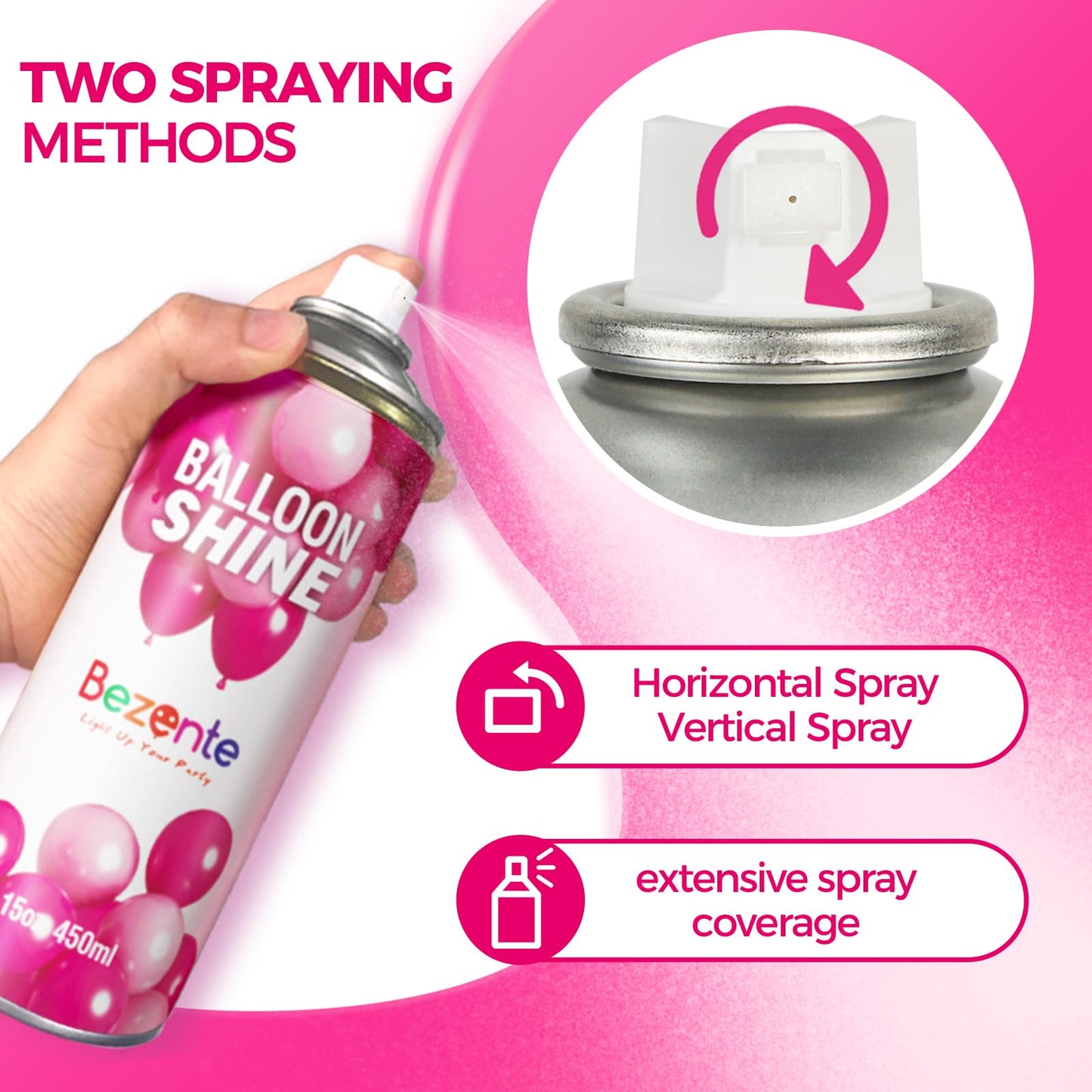 Bezente Balloon Shine Spray - 15 oz High Shine Balloon Spray, Waterproof, Long-Lasting Antioxidant, Odorless, Instant Shiny Effect for Party Balloons Decorations