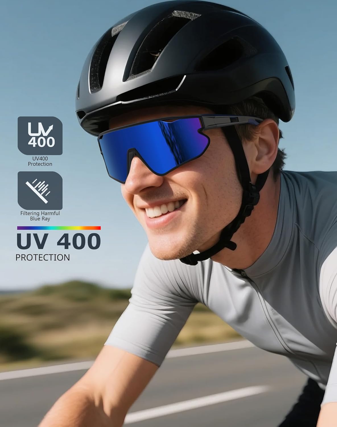 KALIYADI Polarized-Sunglasses Men Polarized Cycling-Sunglasses: Sports Sun Glasses for Running Cycling UV400 Protection