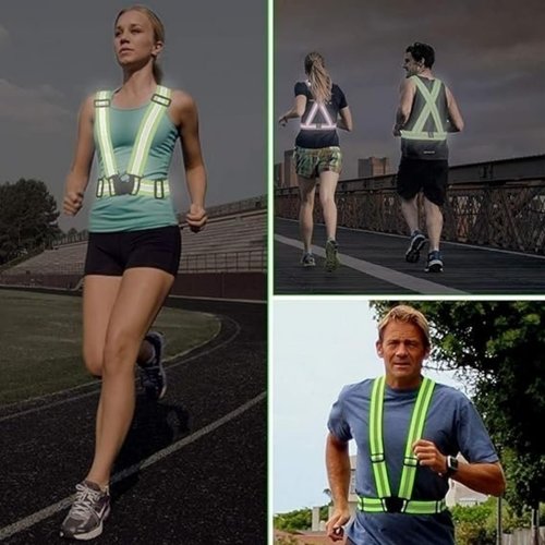 Reflective Running Vest, High Visibility Safety Vest,Adjustable Reflective Gear for Night Jogging/Biking/Walking/Running (Green)