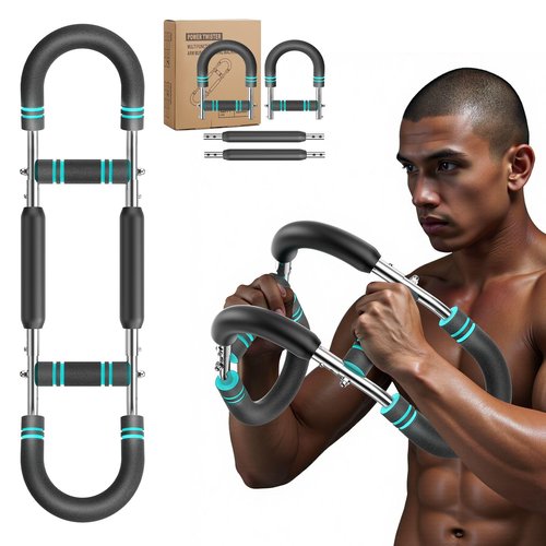 Twister arm Trainer, 100-120lb Adjustable Resistance Chest Workout Equipment,Forearm Power Exercise bar , pectoralis spinalis Device, Portable Detachable Design