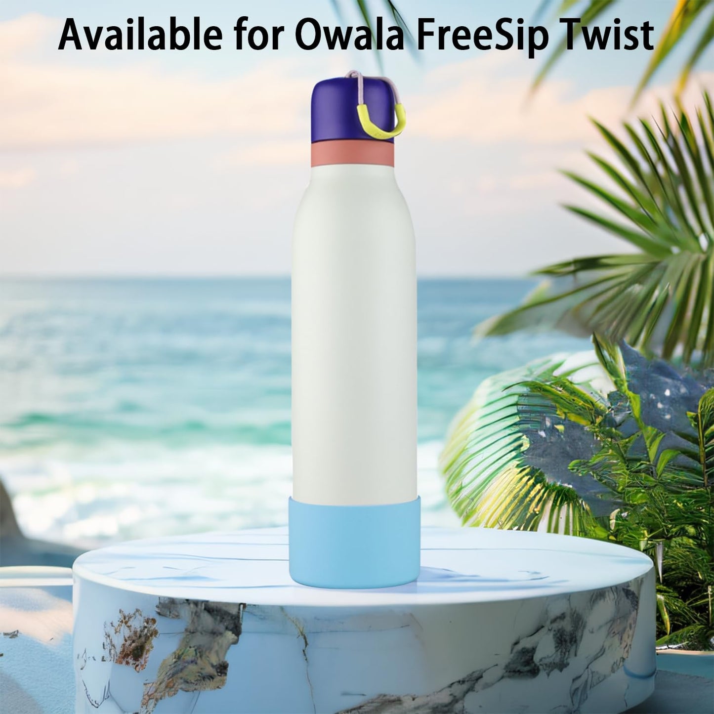 Generic 2pcs Silicone Boot for Owala FreeSip Twist Water Bottle, 24oz, Anti-Slip Protective Sleeve, Anti-Slip Bottom Protective (Sky Blue)