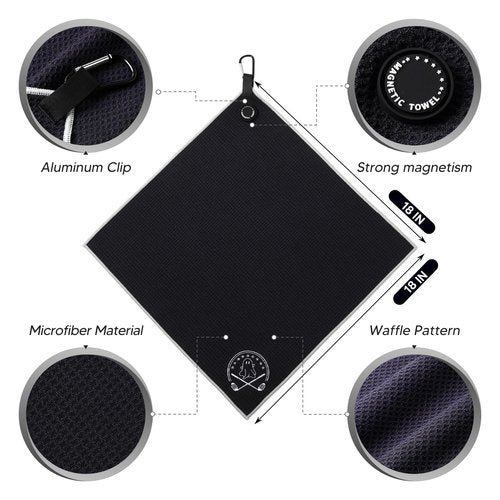She's Pink Magnetic Golf Towel for Men - 18" X 18" Golf Balls & Clubs Cleaning Towels - Golf Accessories for Men and Women - Golf Gifts for Golfers (Black)