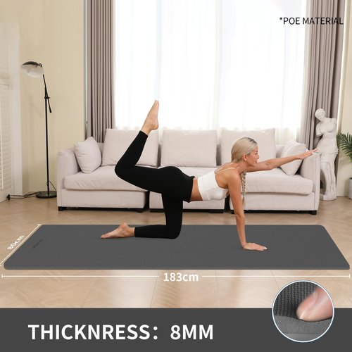 WOHAO 8mm Thick Non-Slip Yoga Mat - Large 72"x32", Eco-Friendly & Odorless with Carrying Strap, Extra Wide & Durable for Yoga, Pilates & Home Gym(Black)