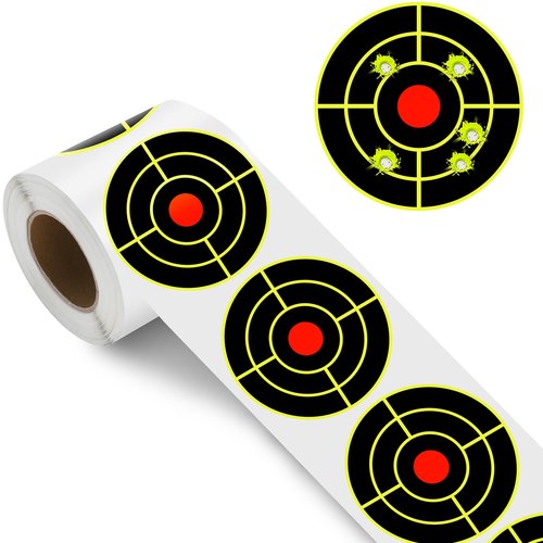 NYEONHRT 3" Shooting Targets Splatter Target Stickers, 250 Pcs Self Adhesive Paper Targets for Shooting Range with Fluorescent Yellow Impact Feedback for Gun and Archery Shooting Range (Yellow)