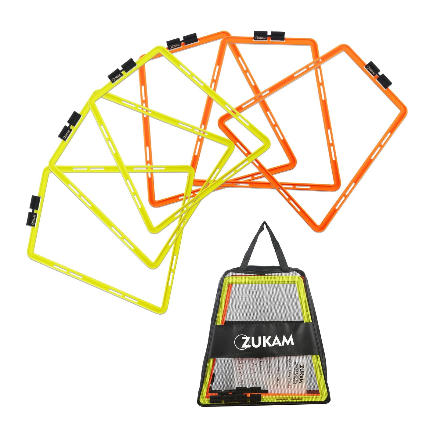ZUKAM Trapezoid Agility Rings for Speed Training & Agility Footwork Training Speed Hurdles Ladder with Carrying Bag (6 Rings)