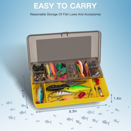 WITOROR Fishing Lures, 144Pcs Tackle Box Included Crankbaits, Spoon, Hooks, Jigs, Weights and More Other Accessories, Fishing Bait Lure Gear Teasers Kit Gifts for Men Bass Freshwater