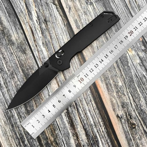 Thumb Screw Manual Open Pocket Knife, EDC Men's Folding Knives，D2 Black Coated Blade, Aluminum Handle with Deep Carry Pocket Clip