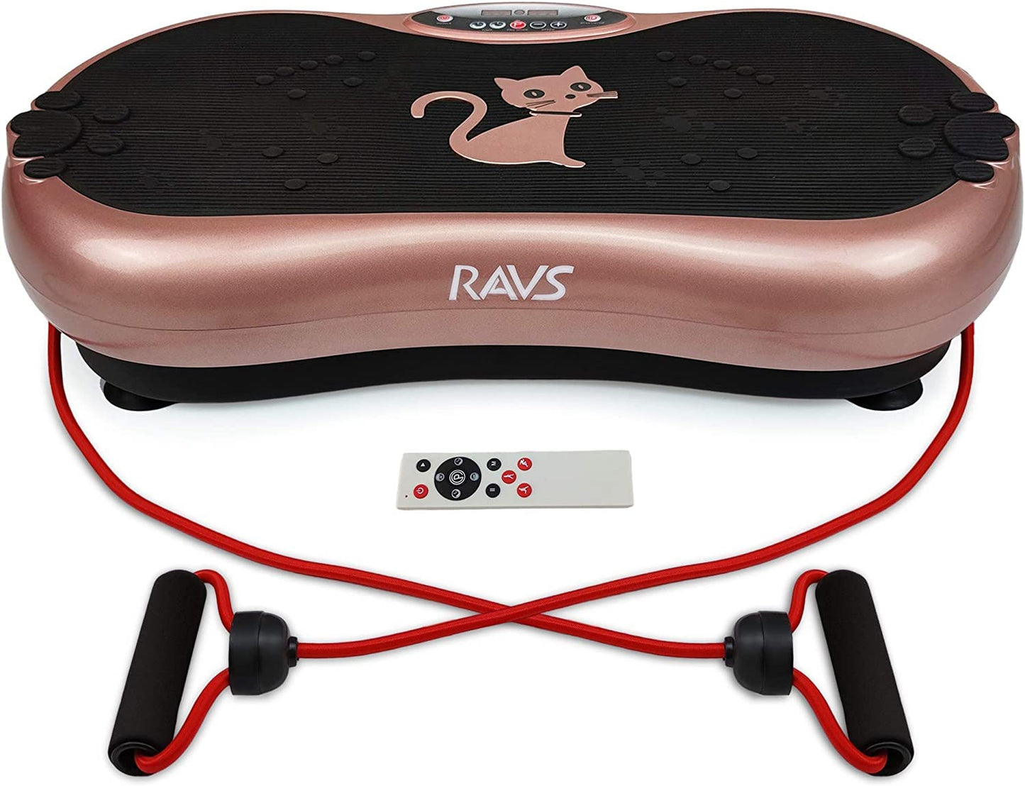 RAVS Vibration Plate Exercise Machine Whole Body Workout Machine Vibration Fitness Platform Machine Home Training Equipment with Resistance Bands, Remote Control and Max Load 330lbs
