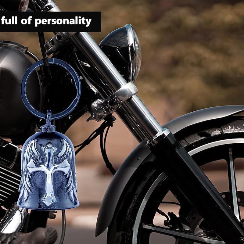 Motorcycle Angel Bell for Bikes - 3D Patterned Stainless Steel Bell (Black Silver)