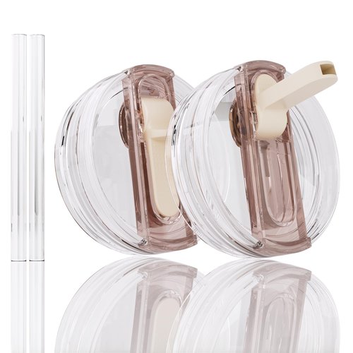 CeleVista 2 Pack Replacement Lid for Stanley 40 oz Quencher H2.0 & ProTour, Flip Straw Tumbler Lid for Stanley Cup, Leakproof, No Spill & Easy to Use Reusable Tumbler Cover (Cream)