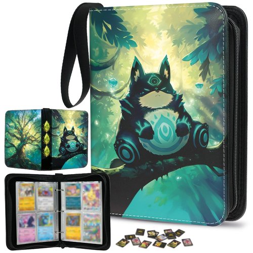 4 Pocket Card Binder, Trading Card Binder Fits 400 Cards with 50 Removable Sleeves, Waterproof Card Holder Album for MTG, TCG, Game Cards & Baseball Sports Cards, Collectors Boys Girls Gift