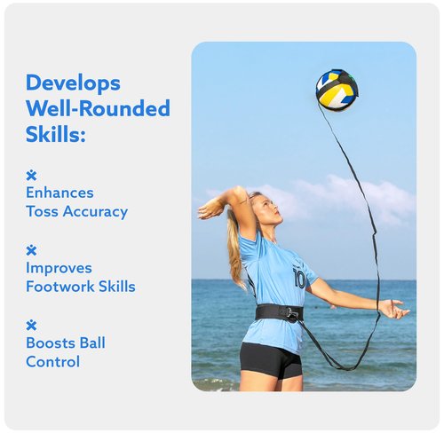 MOTOMY Volleyball Training Equipment Aid ‘VolleyPal’ – Solo Rebounder Trainer for Serve, Spike, Set & Pass; Indoor and Outdoor Practice Gear Gift for Beginners & Experts