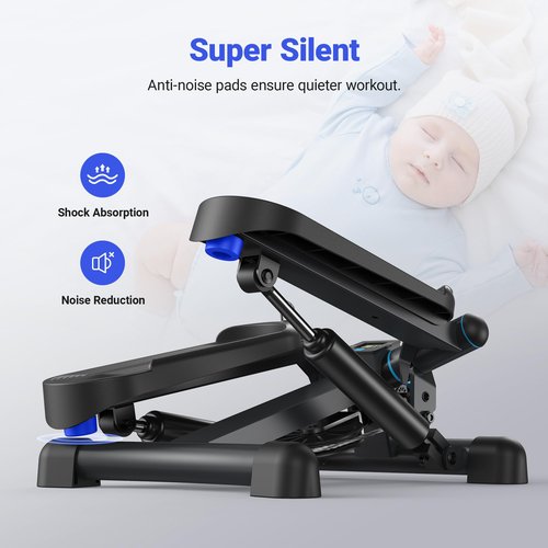 MERACH Mini Stepper for Exercise, Twist Stair Stepper 330LBS Capacity, Stepper Exercise Equipment with Resistance Bands for Full Body Workout at Home