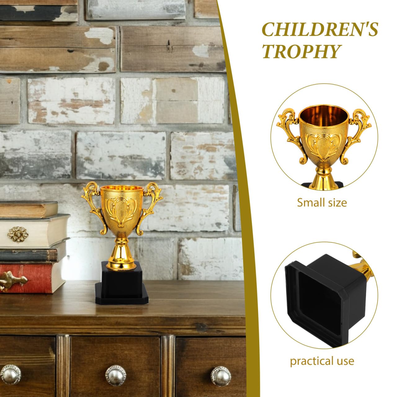 NOLITOY Small Gold Trophies for Kids, 5.6 Inch Plastic Soccer Trophy Cup for Sports Tournament, Party Favors, Competition, Recognition, Achievement, Awards or Prizes