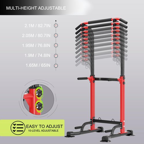 Trlakepreble Power Tower Pull Up Bar,Pull-Up Rack Dip Station,Height Adjustable Multi-functional Home Strength Training Gym Equipment, Save Space,People Below 6 feet