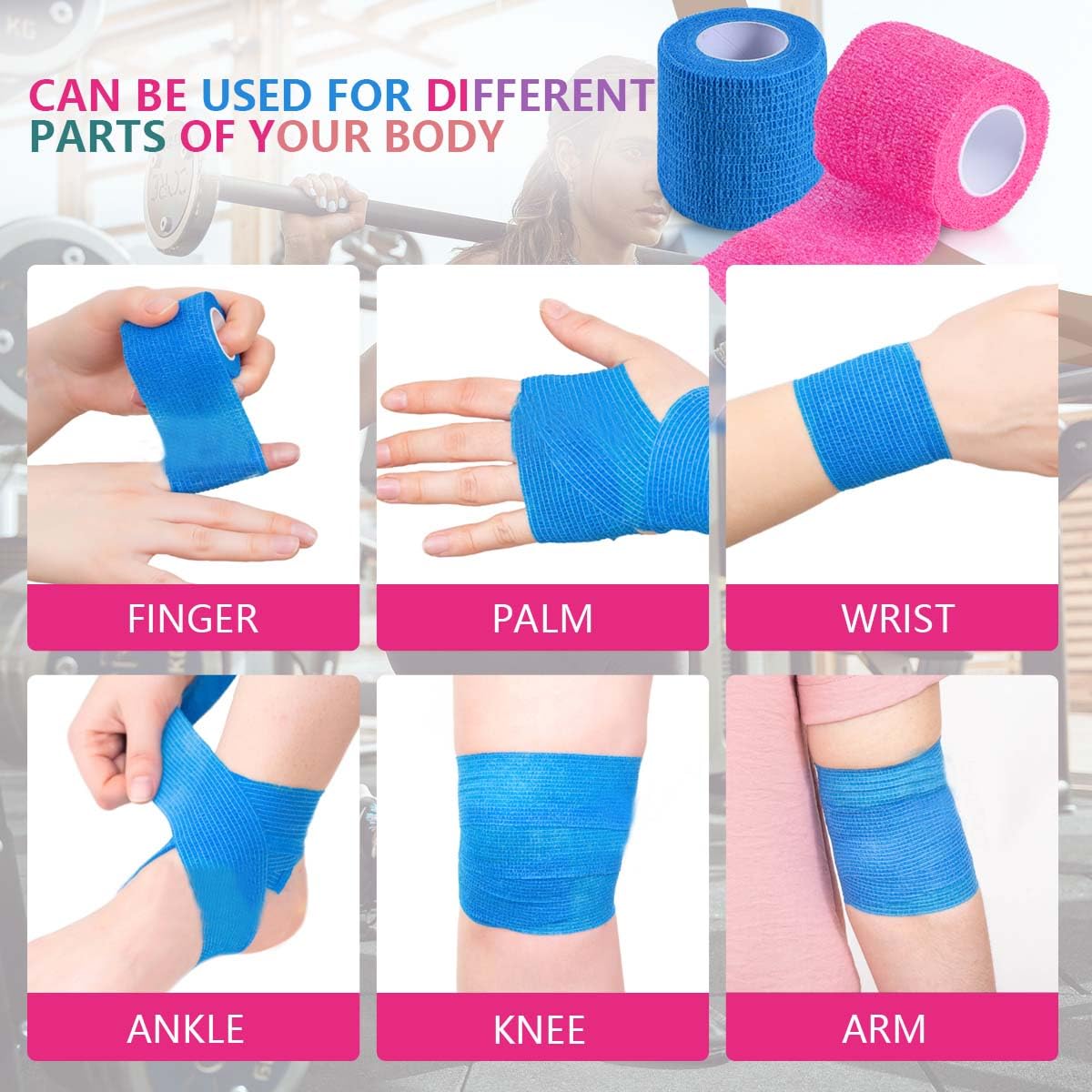 KISEER 15 Pack 2 Inch x 5 Yards Self Adhesive Bandage Breathable Cohesive Bandage Wrap Rolls Elastic Self-Adherent Tape for Stretch Athletic, Sports, Wrist, Ankle
