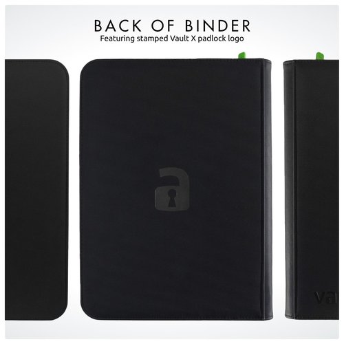 Vault X 9 Pocket Trading Card Zip Binder, 360 Cards, Premium Exo-Tec Album Material, 20 Side-Loading Pages, Folder for Collectible Games, Sports, TCG (Black)