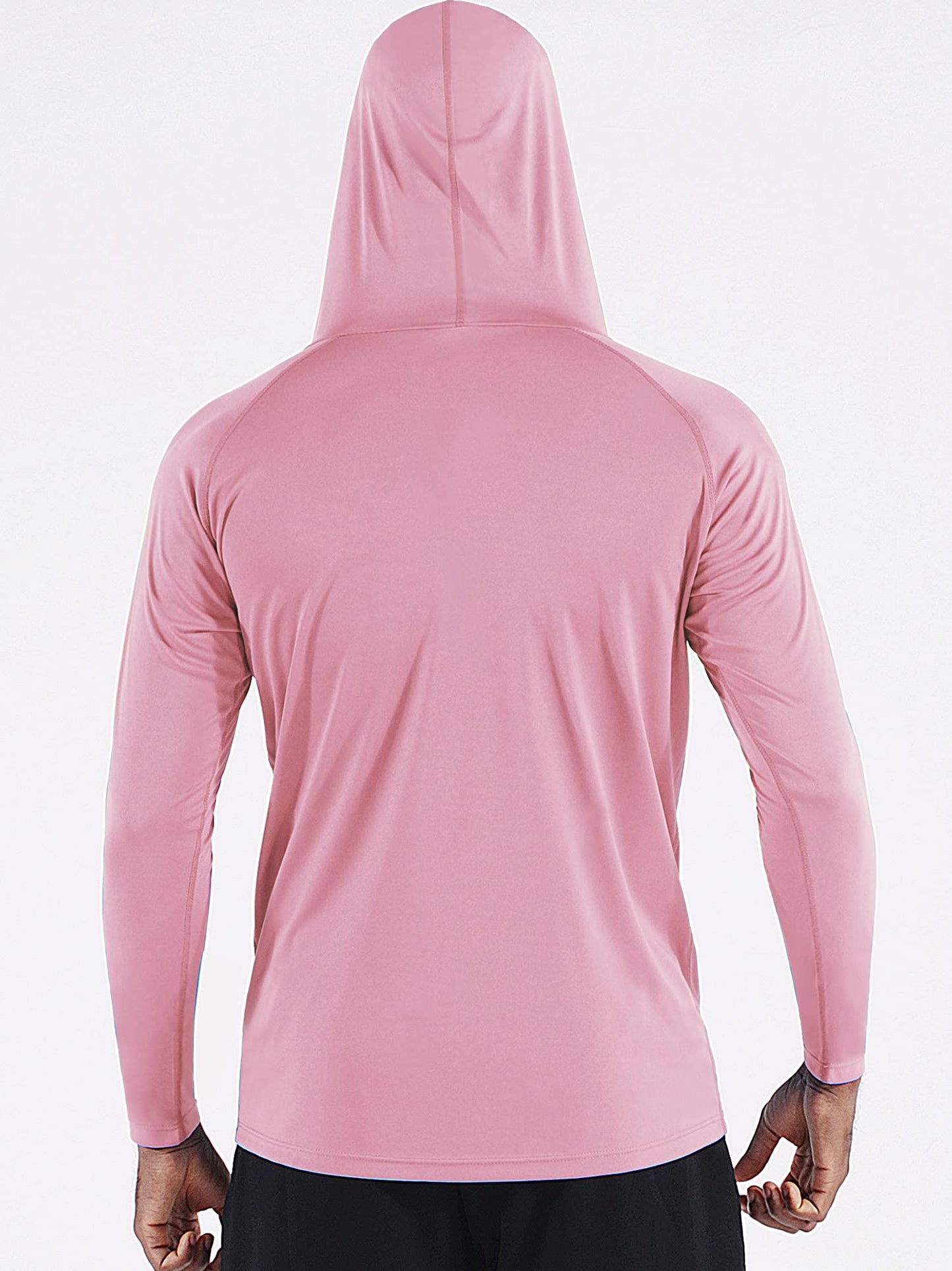 CADMUS Men's Workout Long Sleeve Fishing Shirts UPF 50+ Sun Protection Dry Fit Hoodies,1 Pack,Pink,Large