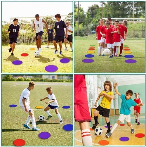 TuXHui Poly Vinyl Spot Markers 9 Inch Rubber Floor Dots Non Slip Agility Markers Flat Field Cones for PE Gym Classes, Classroom Activities and Games, Soccer Basketball Sports Speed Agility Training