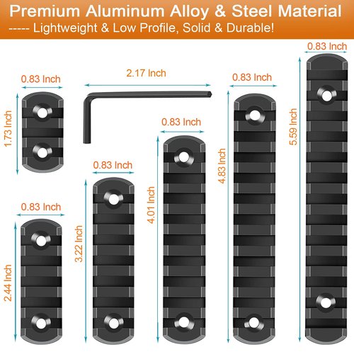REERON Single Picatinny Rail Set 3 5 7 9 11 13 Slots with 13 T-Nuts & Screws, 3 Allen Wrench